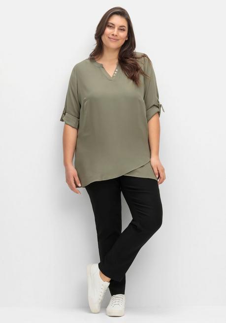 Creation L Tunika Mit Zierknöpfen Und Krempelärmeln - Khaki Sheego