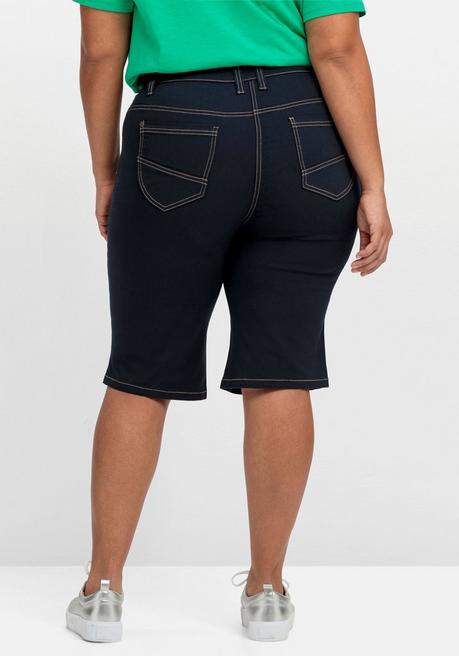 Sheego Twill-Bermudas Mit Kontrastfarbenem Bindebändchen - Nachtblau Sheego