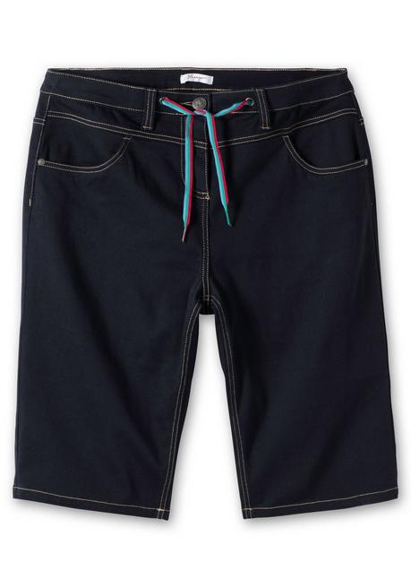 Sheego Twill-Bermudas Mit Kontrastfarbenem Bindebändchen - Nachtblau Sheego