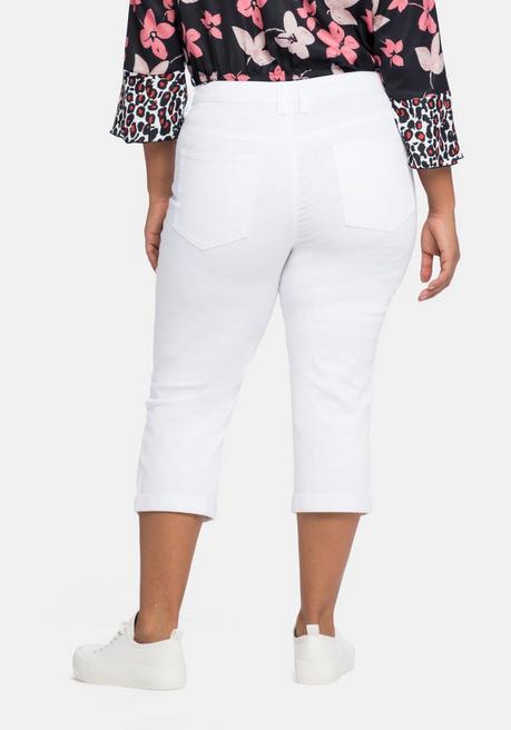 Sheego By Joe Browns Twill-Caprihose Mit Fixiertem Umschlag Am Bein - Weiß Sheego