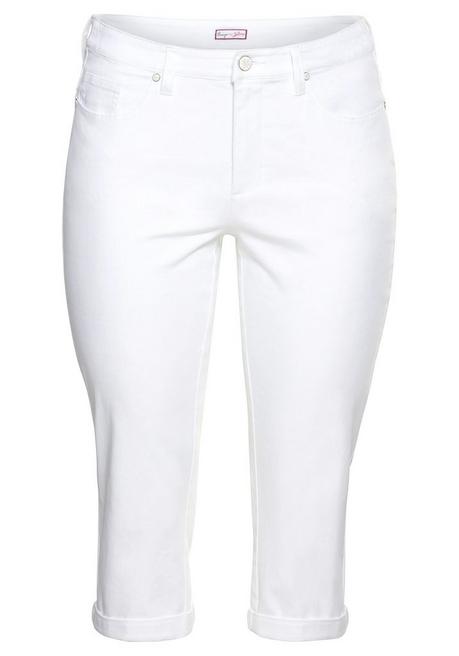 Sheego By Joe Browns Twill-Caprihose Mit Fixiertem Umschlag Am Bein - Weiß Sheego