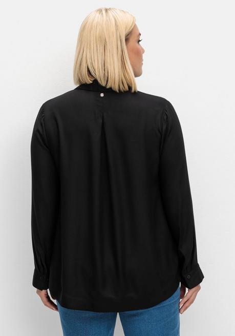 Sheego Twill-Tunika Mit Hemdkragen Und Kellerfalte Hinten - Schwarz Sheego