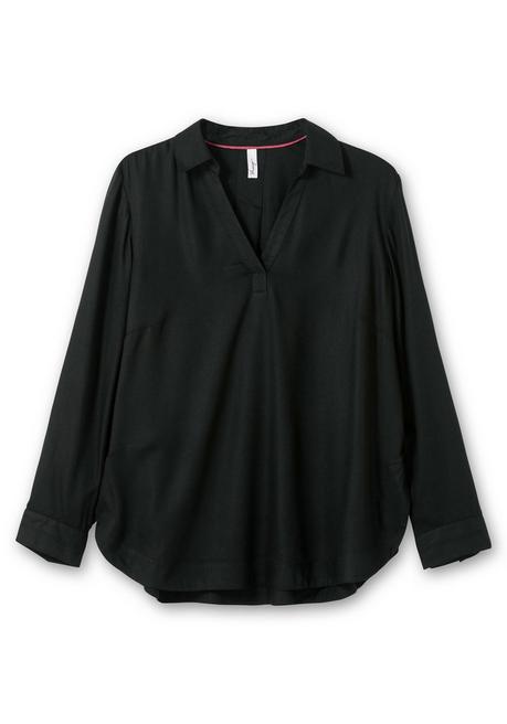 Sheego Twill-Tunika Mit Hemdkragen Und Kellerfalte Hinten - Schwarz Sheego