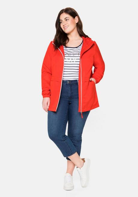 Sheego Übergangsjacke Aus Microfaser, Mit Kapuze - Feuerrot Sheego