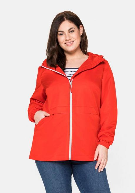 Sheego Übergangsjacke Aus Microfaser, Mit Kapuze - Feuerrot Sheego