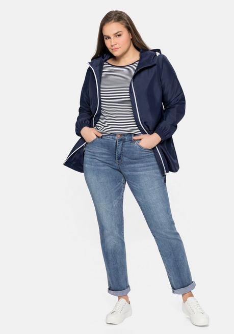 Sheego Übergangsjacke Aus Microfaser, Mit Kapuze - Marine Sheego