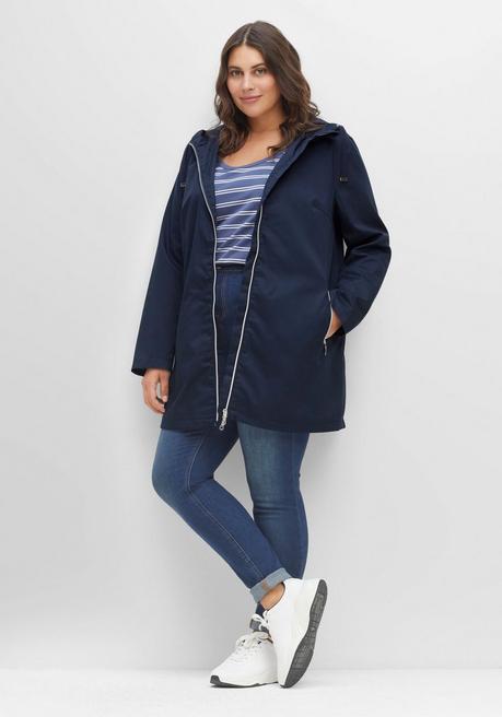 Sheego Übergangsjacke In A-Linie, Mit Kapuze Und Reißverschluss - Nachtblau Sheego