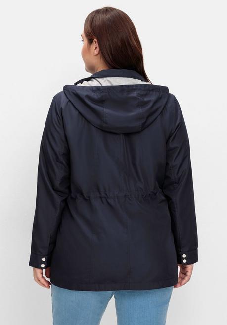 Sheego Übergangsjacke Mit Kapuze Und Kontrastdetails - Marine Sheego
