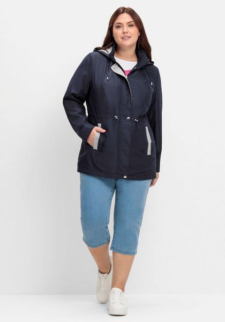 Sheego Übergangsjacke Mit Kapuze Und Kontrastdetails - Marine Sheego
