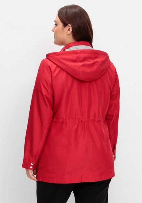 Sheego Übergangsjacke Mit Kapuze Und Kontrastdetails - Rot Sheego