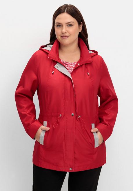 Sheego Übergangsjacke Mit Kapuze Und Kontrastdetails - Rot Sheego