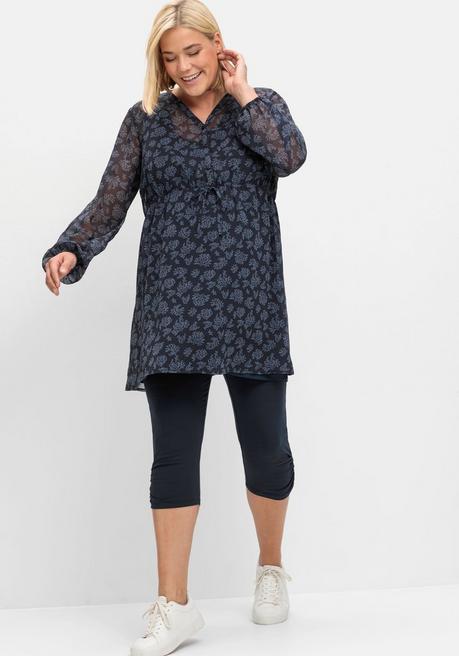 Sheego Umstands-Leggings In Caprilänge, Mit Überbauchbund - Tiefblau Sheego