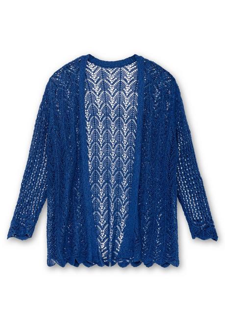 Sheego Verschlusslose Ajourstrickjacke Mit Wellenkante - Blaubeere Sheego