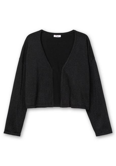 Sheego Verschlusslose Kurzstrickjacke Mit Glitzergarn - Schwarz Sheego