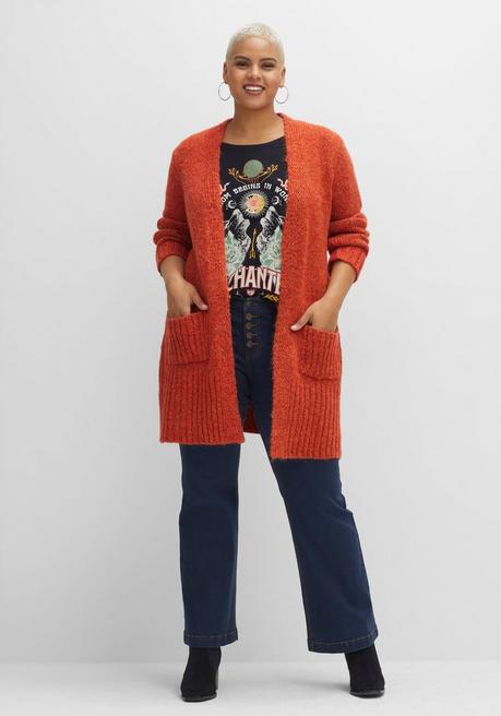 Sheego By Joe Browns Verschlusslose Longstrickjacke In Melierter Optik - Kupferfarben Sheego
