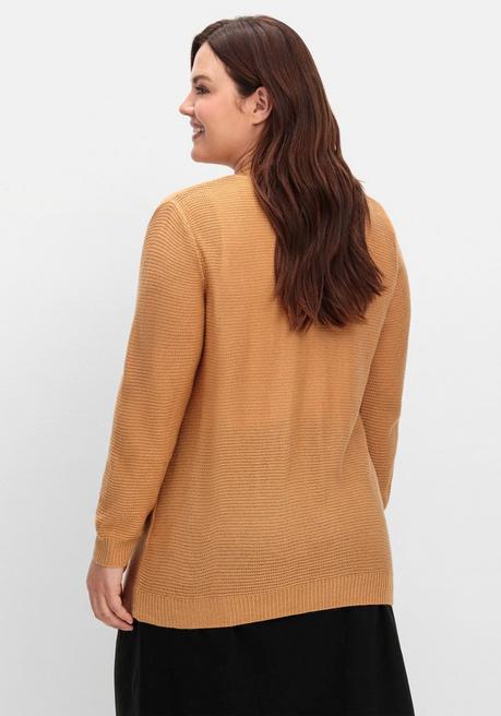 Sheego Verschlusslose Strickjacke Im Linksstrickmuster - Camelfarben Sheego