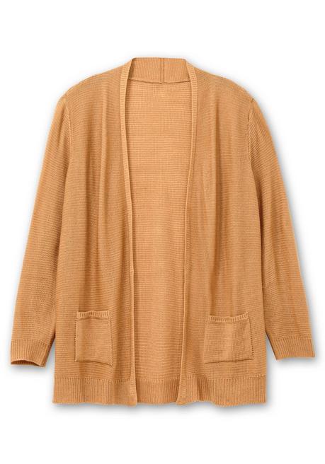 Sheego Verschlusslose Strickjacke Im Linksstrickmuster - Camelfarben Sheego