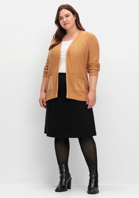 Sheego Verschlusslose Strickjacke Im Linksstrickmuster - Camelfarben Sheego