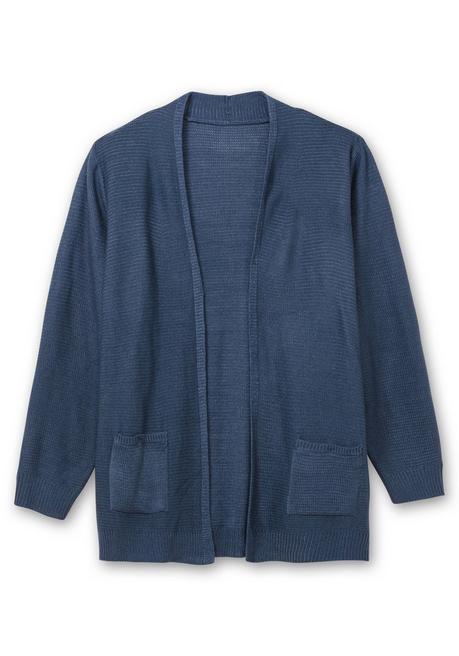 Sheego Verschlusslose Strickjacke Im Linksstrickmuster - Rauchblau Sheego
