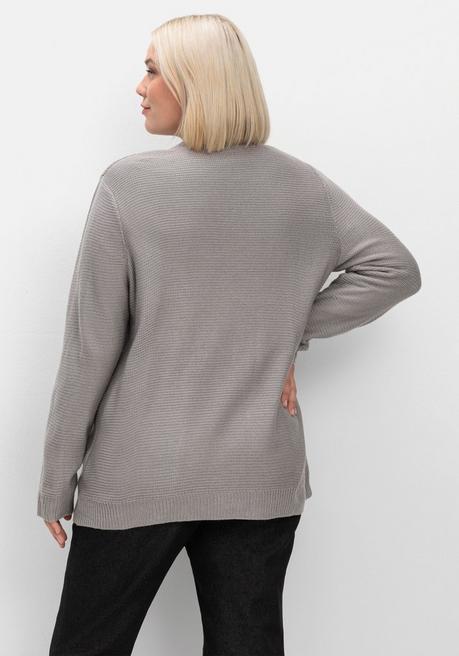 Sheego Verschlusslose Strickjacke Im Linksstrickmuster - Steingrau Sheego