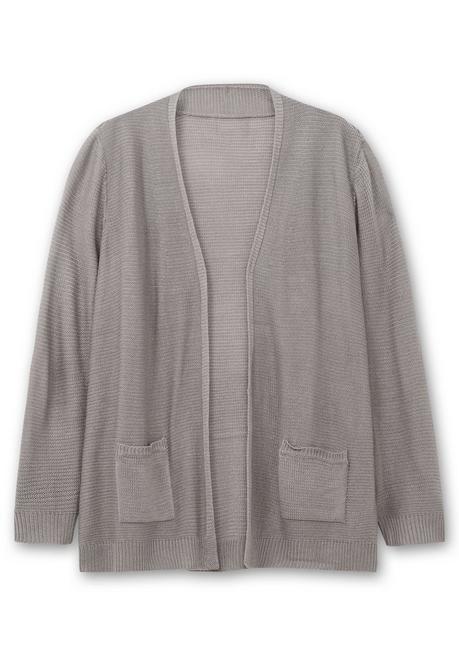 Sheego Verschlusslose Strickjacke Im Linksstrickmuster - Steingrau Sheego