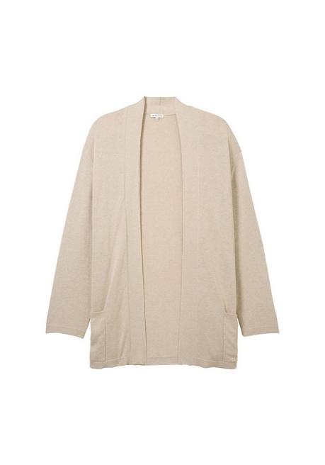 TOM TAILOR Plus Verschlusslose Strickjacke Mit Schalkragen - Beigefarben Sheego