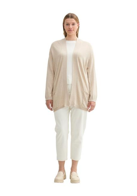 TOM TAILOR Plus Verschlusslose Strickjacke Mit Schalkragen - Beigefarben Sheego