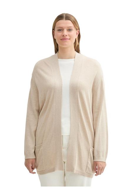 TOM TAILOR Plus Verschlusslose Strickjacke mit Schalkragen - beigefarben sheego