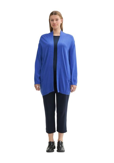 TOM TAILOR Plus Verschlusslose Strickjacke Mit Schalkragen - Mittelblau Sheego
