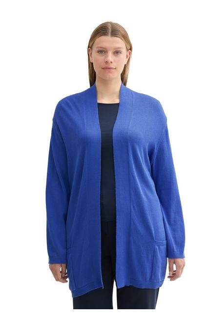 TOM TAILOR Plus Verschlusslose Strickjacke Mit Schalkragen - Mittelblau Sheego