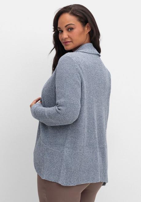 Sheego Verschlusslose Strickjacke Mit Schalkragen - Rauchblau Sheego