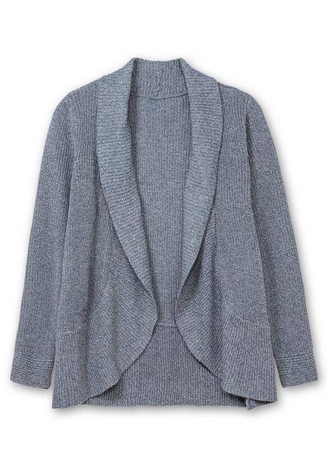 Sheego Verschlusslose Strickjacke Mit Schalkragen - Rauchblau Sheego