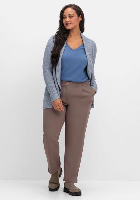 Sheego Verschlusslose Strickjacke Mit Schalkragen - Rauchblau Sheego