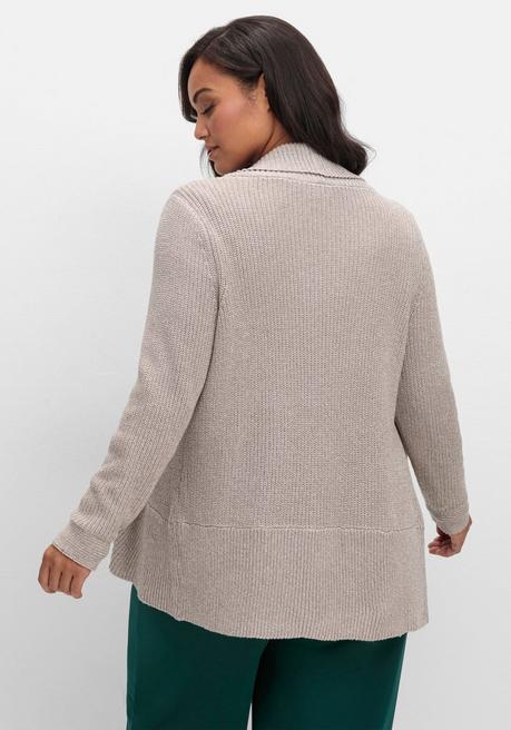 Sheego Verschlusslose Strickjacke Mit Schalkragen - Taupe Sheego