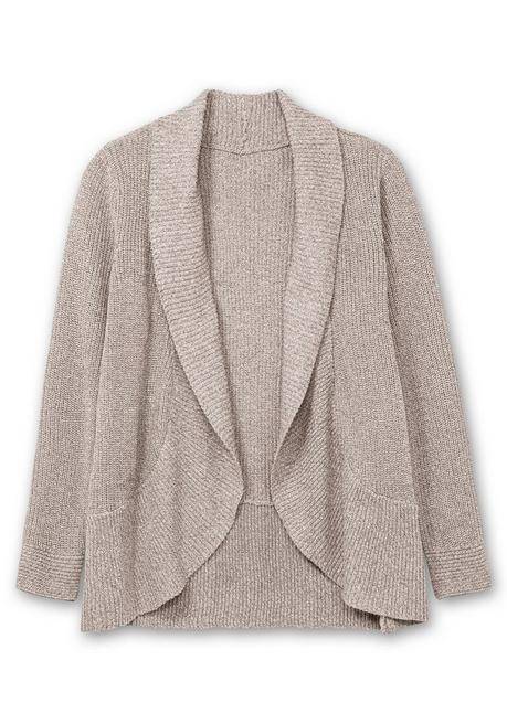 Sheego Verschlusslose Strickjacke Mit Schalkragen - Taupe Sheego