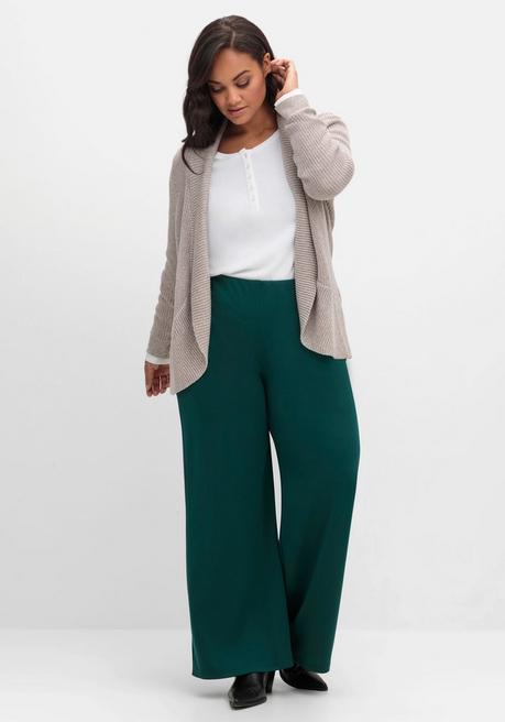 Sheego Verschlusslose Strickjacke Mit Schalkragen - Taupe Sheego