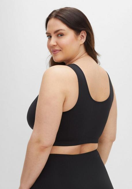 Sheego Verschlussloser BH Ohne Bügel, Mit Spitze - Schwarz Sheego