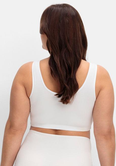 Sheego Verschlussloser BH Ohne Bügel, Mit Spitze - Weiß Sheego