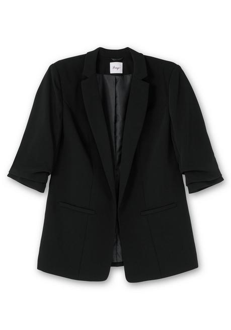 Sheego Verschlussloser Longblazer Mit 3/4-Arm, Gefüttert - Schwarz Sheego