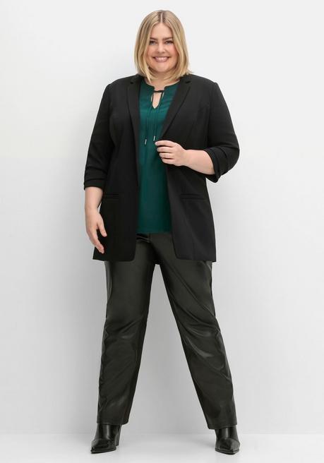 Sheego Verschlussloser Longblazer Mit 3/4-Arm, Gefüttert - Schwarz Sheego