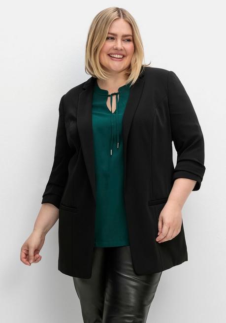 sheego Verschlussloser Longblazer mit 3/4-Arm, gefüttert - schwarz sheego