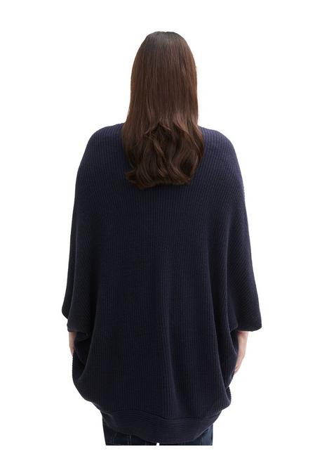 TOM TAILOR Plus Verschlussloses Strickcape In Zipfelform - Marine Sheego