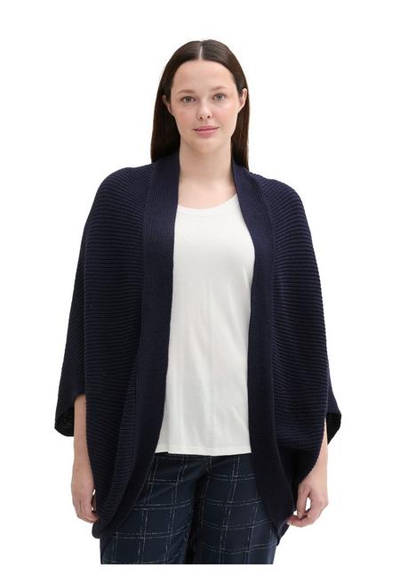 TOM TAILOR Plus Verschlussloses Strickcape In Zipfelform - Marine Sheego