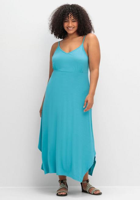 sheego Wadenlanges Jerseykleid in Zipfeloptik - meeresfarben sheego