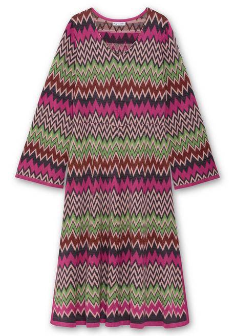Sheego By Joe Browns Wadenlanges Strickkleid Im Zickzack-Muster - Beere Gemustert Sheego