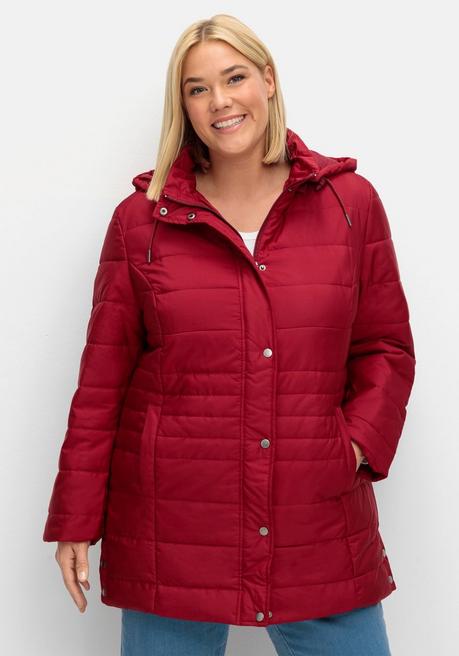 sheego Warm wattierte Steppjacke mit Kapuze - dunkelrot sheego
