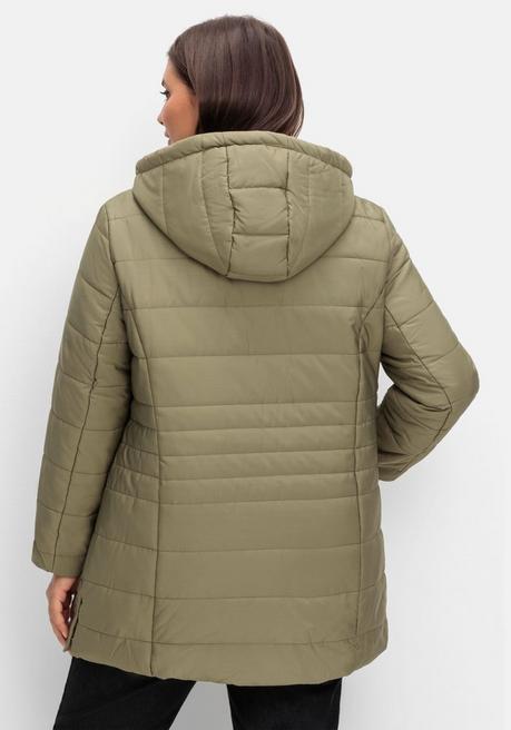 Sheego Warm Wattierte Steppjacke Mit Kapuze - Khaki Sheego