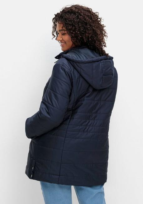 Sheego Warm Wattierte Steppjacke Mit Kapuze - Marine Sheego