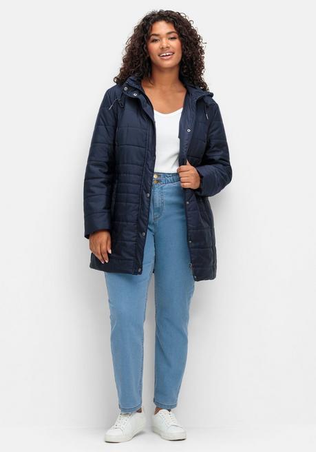 Sheego Warm Wattierte Steppjacke Mit Kapuze - Marine Sheego