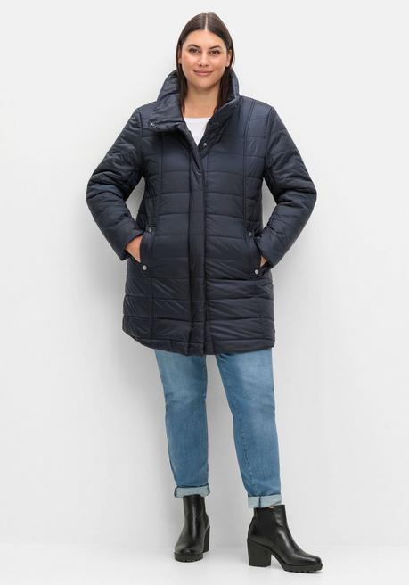 Sheego Wasserabweisende Steppjacke Mit Hohem Stehkragen - Tiefblau Sheego